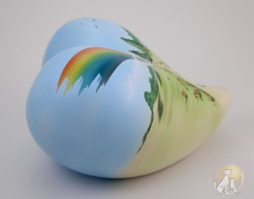 Preview: Künstler-Tierurne Herz Regenbogenweg, Keramik, versch. Größen Preview: Herzurne bemalt Regenbogenweg Seitenansicht