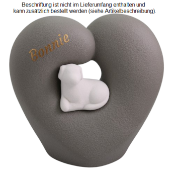 Preview: Tierurne Herz Umarmung Hund, 1,3 Liter, versch. Farben Preview: Beispiel einer Folienbeschriftung in goldfarben