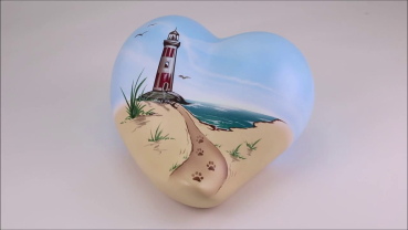 Preview: Künstler-Tierurne Herz Leuchtturm, Keramik, versch. Größen Preview: Produktvideo Künstler-Tierurne Herz Leuchtturm 0,7 Liter